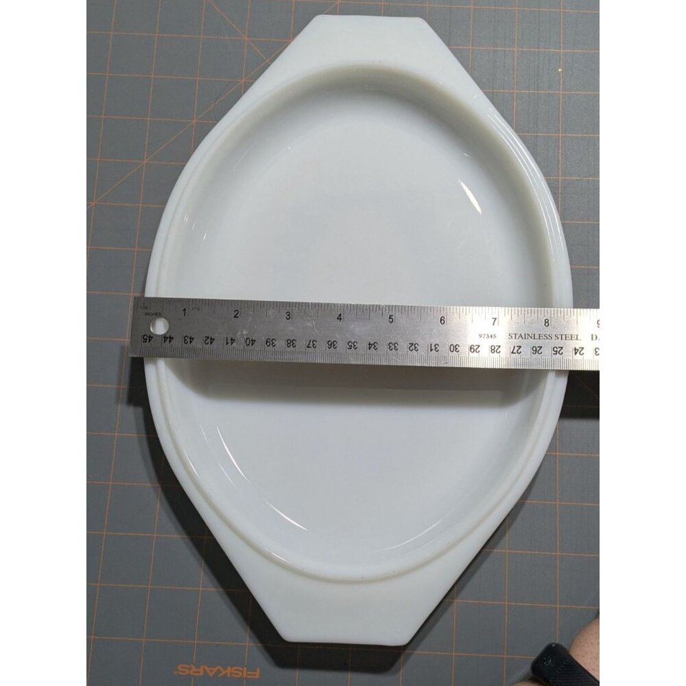 Vintage Pyrex Blue Snowflake Garland Oval Lid 12.75" White Glass Replacement - Picture 9 of 15